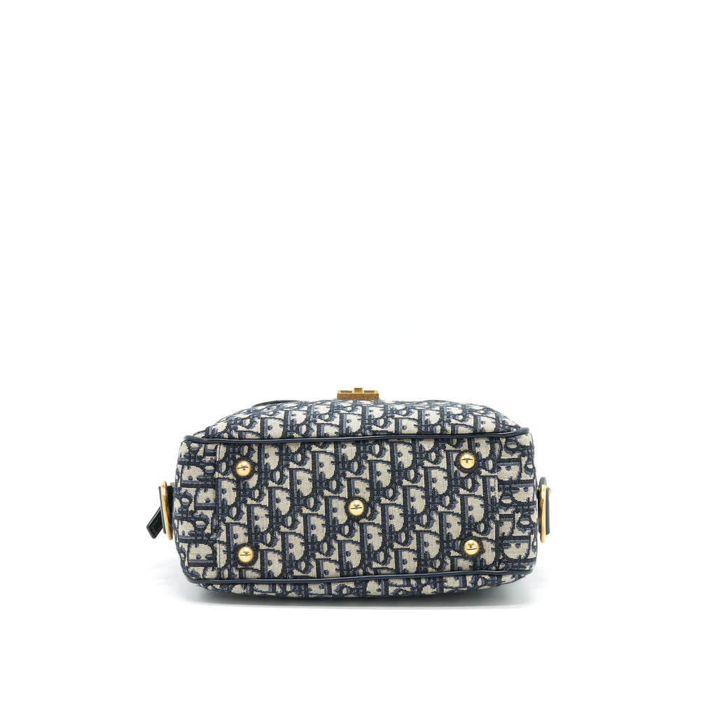 DIOR OBLIQUE COLLECTION BLUE MONOGRAM CANVAS TOTE BAG