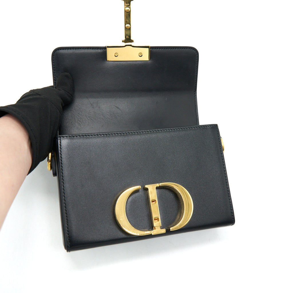 CHRISTIAN DIOR 30 MONTAIGNE SMALL BOX BAG LEATHER BLACK
