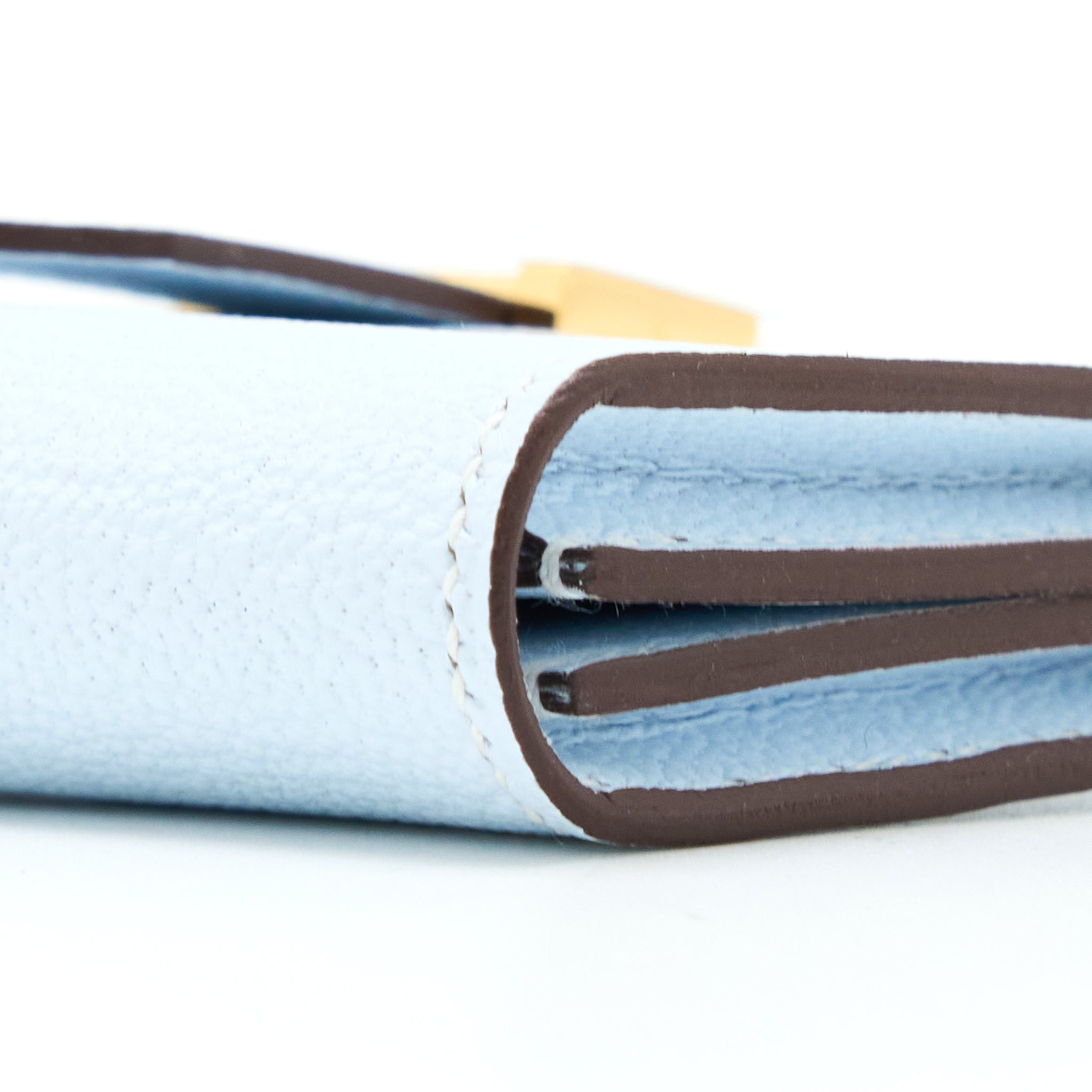 HERMES BEARN CARD HOLDER MYSORE GOATSKIN BLUE BRUME GHW