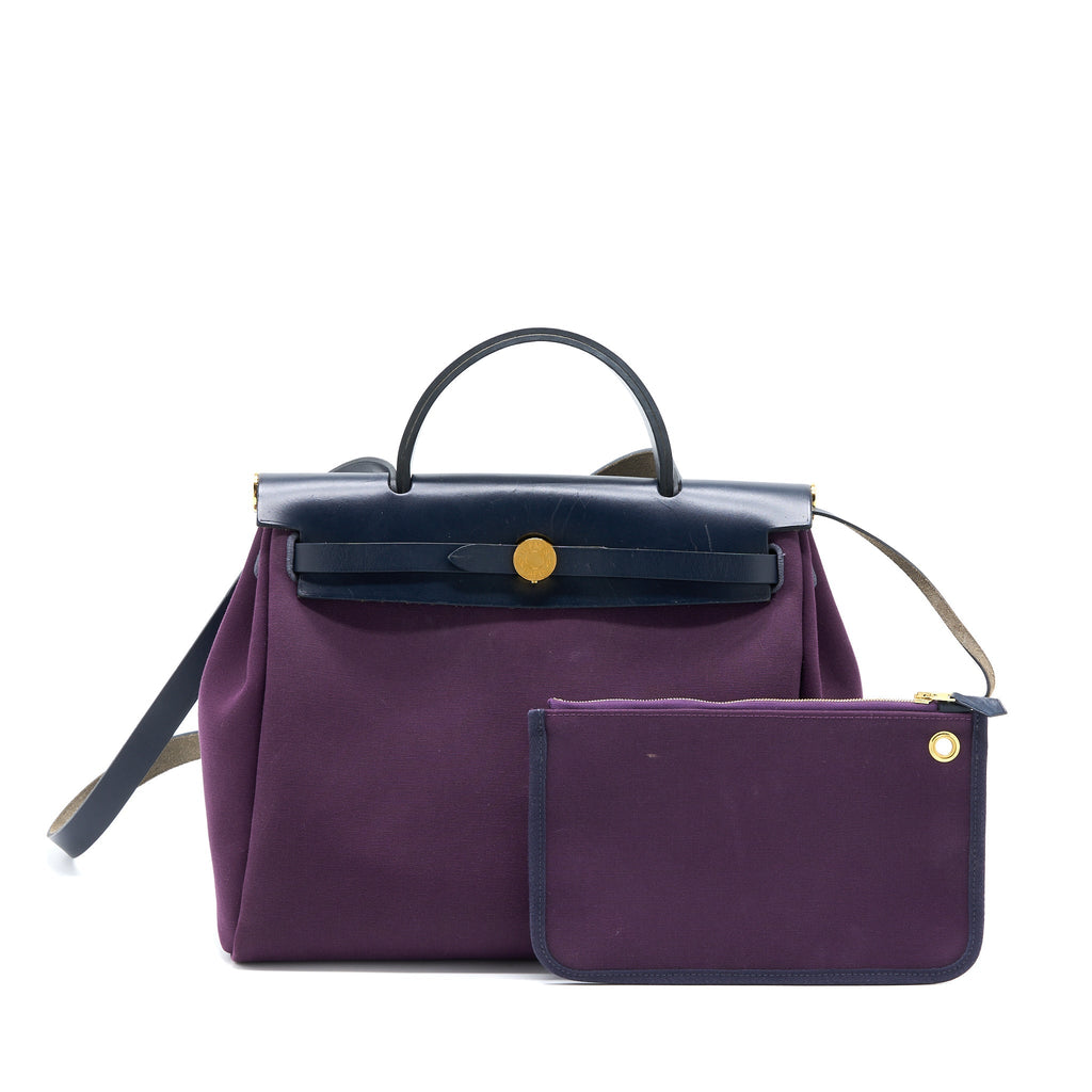 HERMES HERBAG 31 ZIP BAG CANVAS/VACHE HUNTER CASSIE/BLEU INDIGO GHW