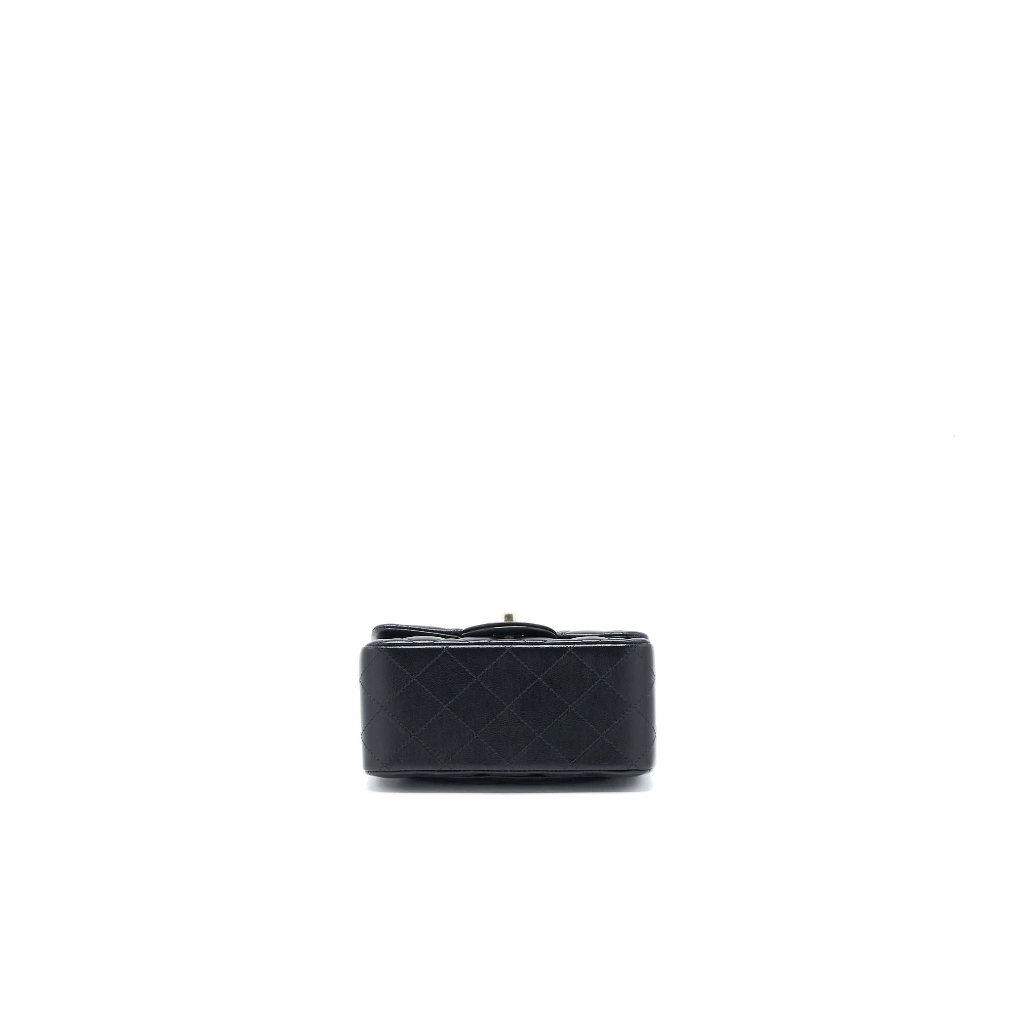 CHANEL CLASSIC MINI SQUARE FLAP BAG LAMBSKIN BLACK LGHW (MICROCHIP)