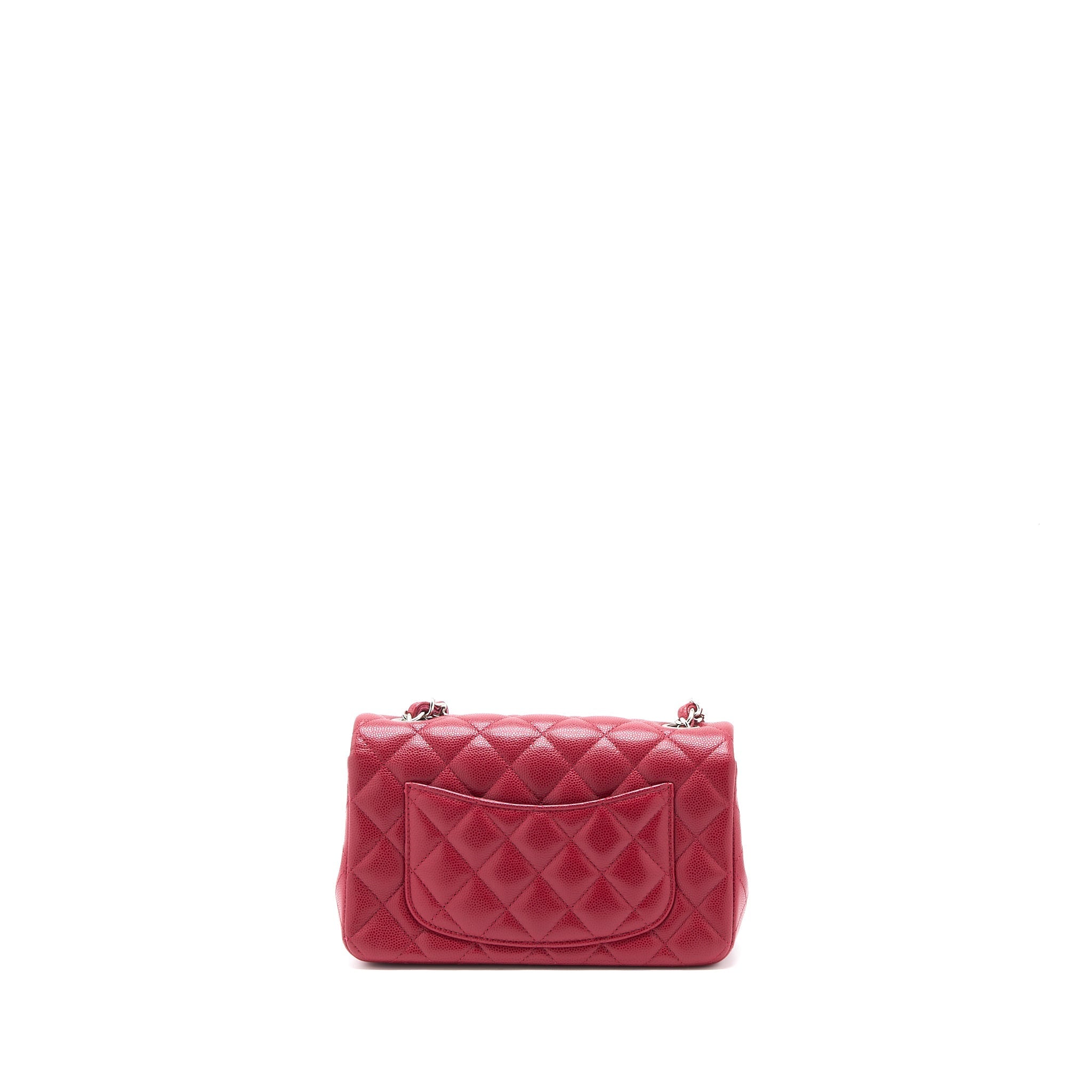 CHANEL 18B CLASSIC MINI RECTANGULAR FLAP BAG CAVIAR DARK PINK SHW