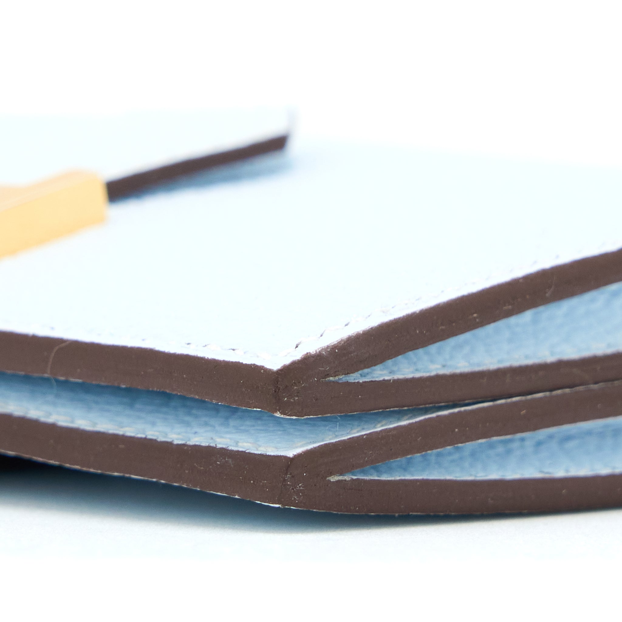 HERMES BEARN CARD HOLDER MYSORE GOATSKIN BLUE BRUME GHW