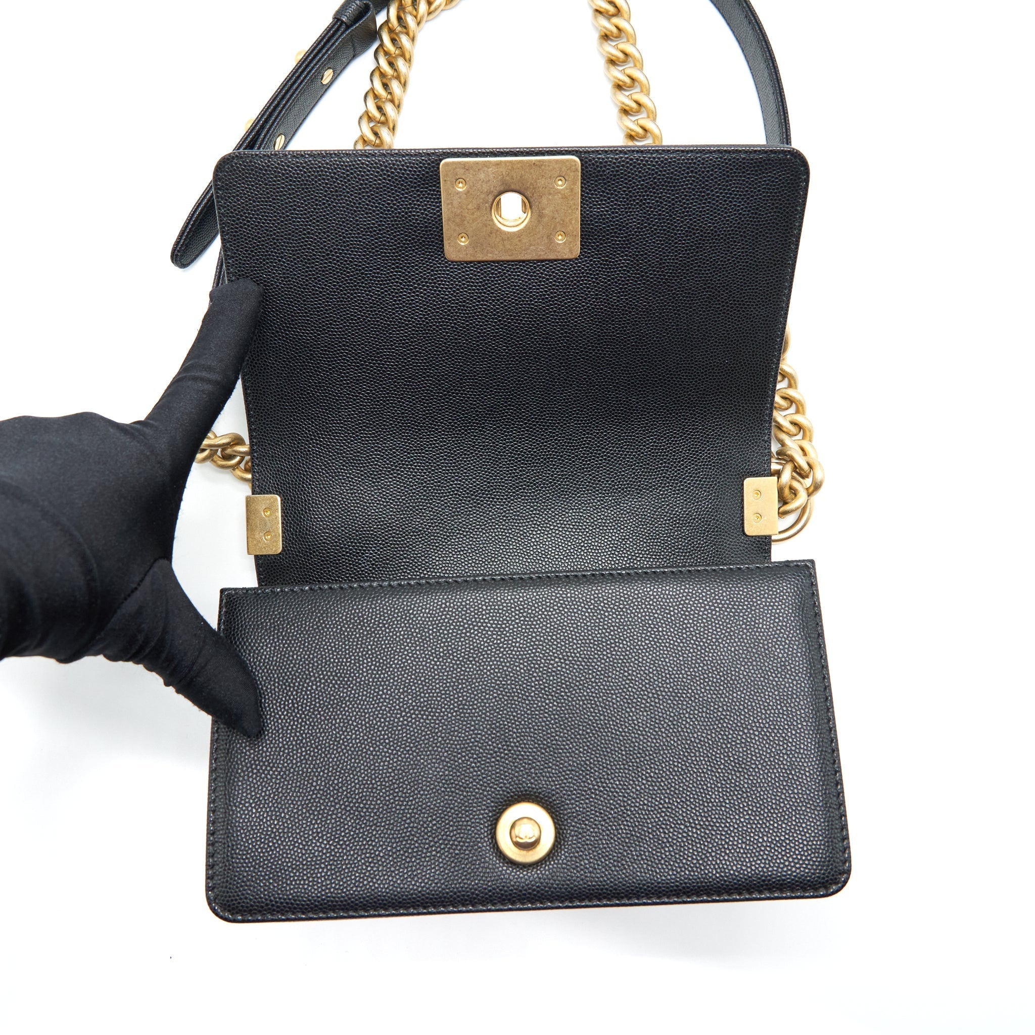 CHANEL SMALL BOY BAG CAVIAR BLACK GHW