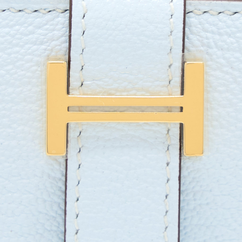 HERMES BEARN CARD HOLDER MYSORE GOATSKIN BLUE BRUME GHW