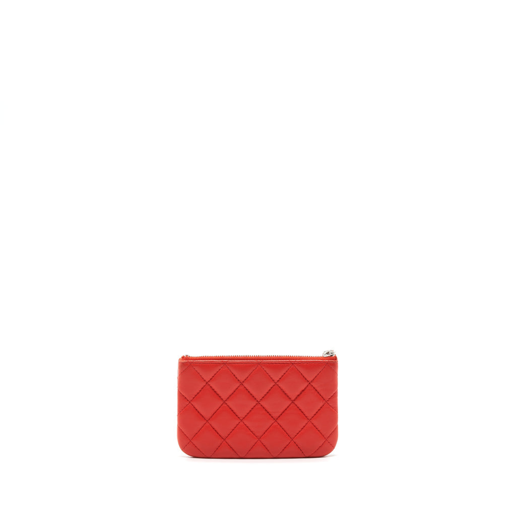 CHANEL SMALL O-CASE POUCH LAMBSKIN RED SHW