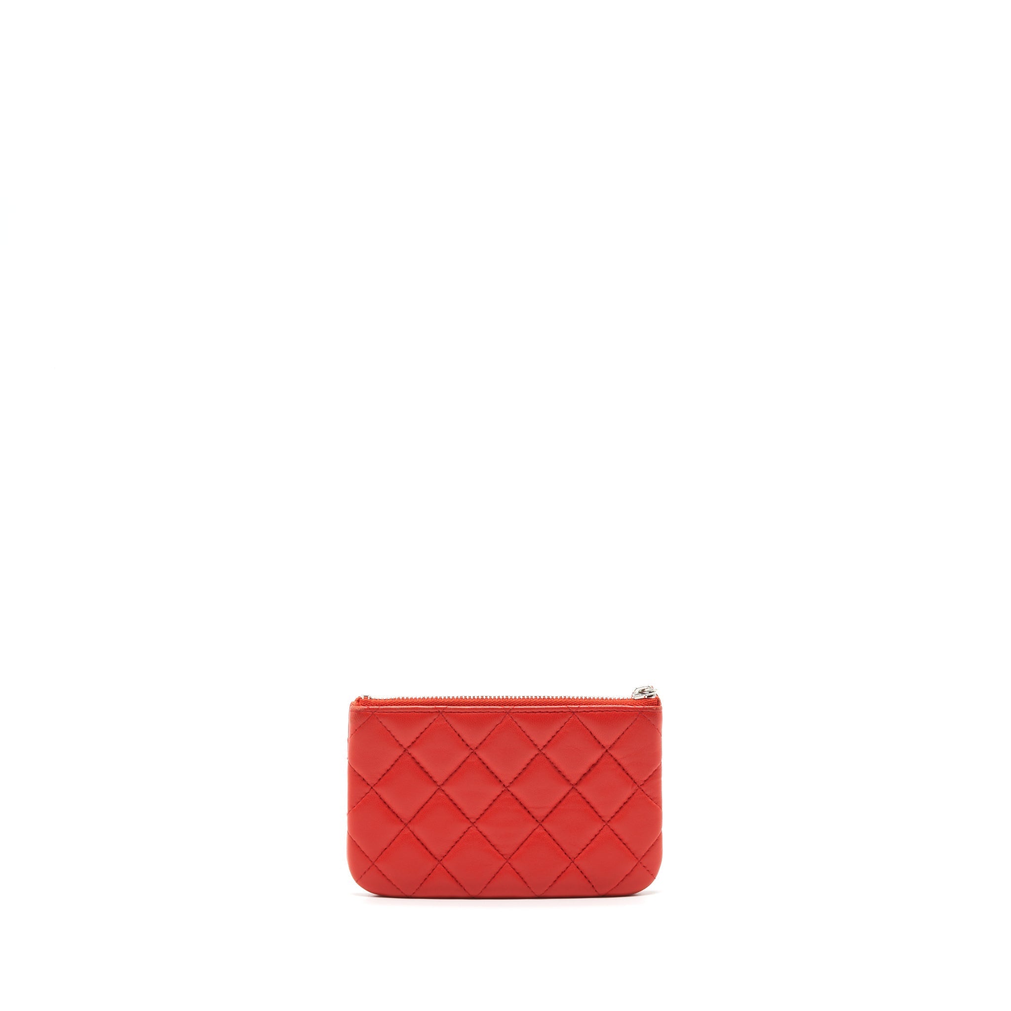 CHANEL SMALL O-CASE POUCH LAMBSKIN RED SHW