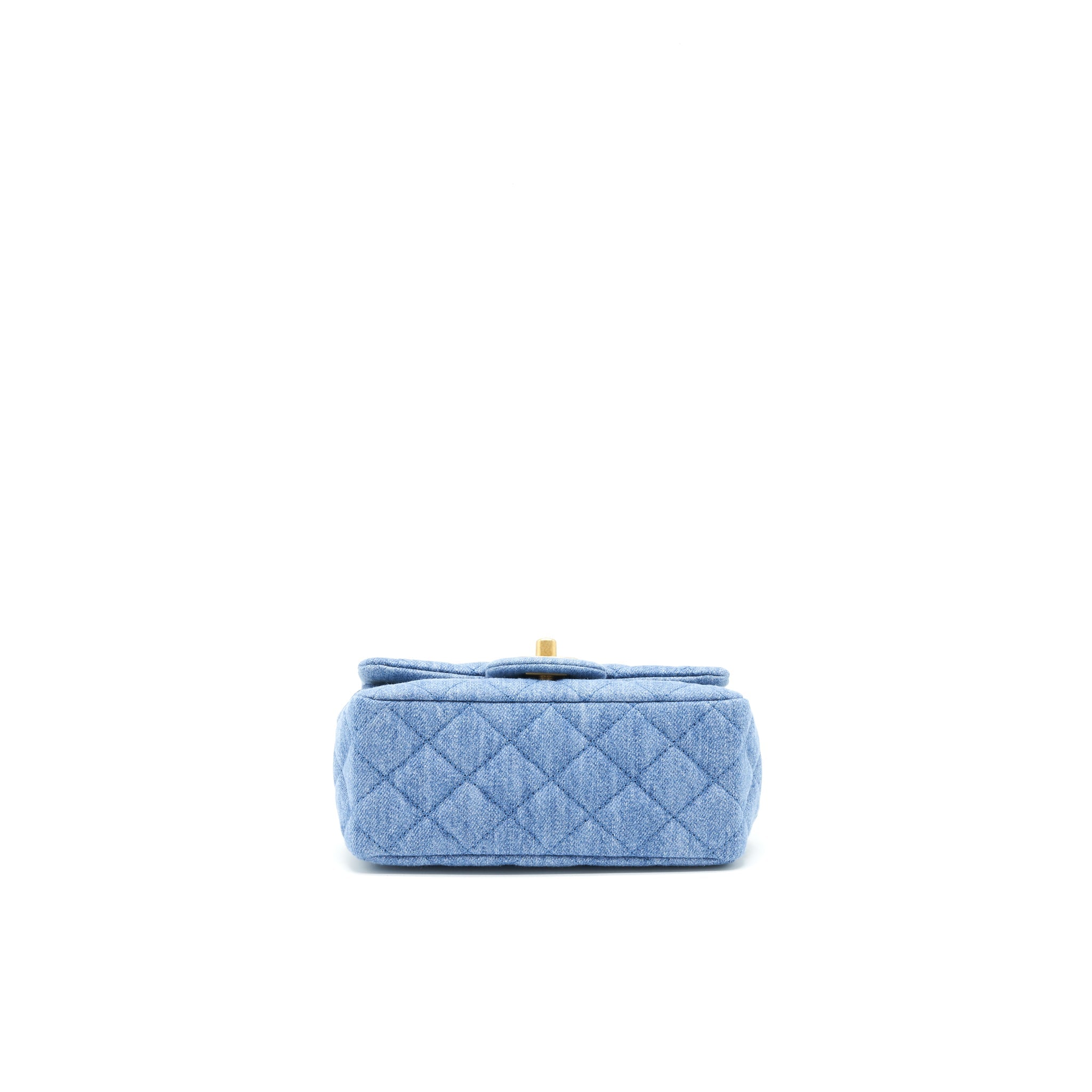 CHANEL 22C DENIM PEARL CRUSH MINI SQUARE FLAP BAG (MICROCHIP)