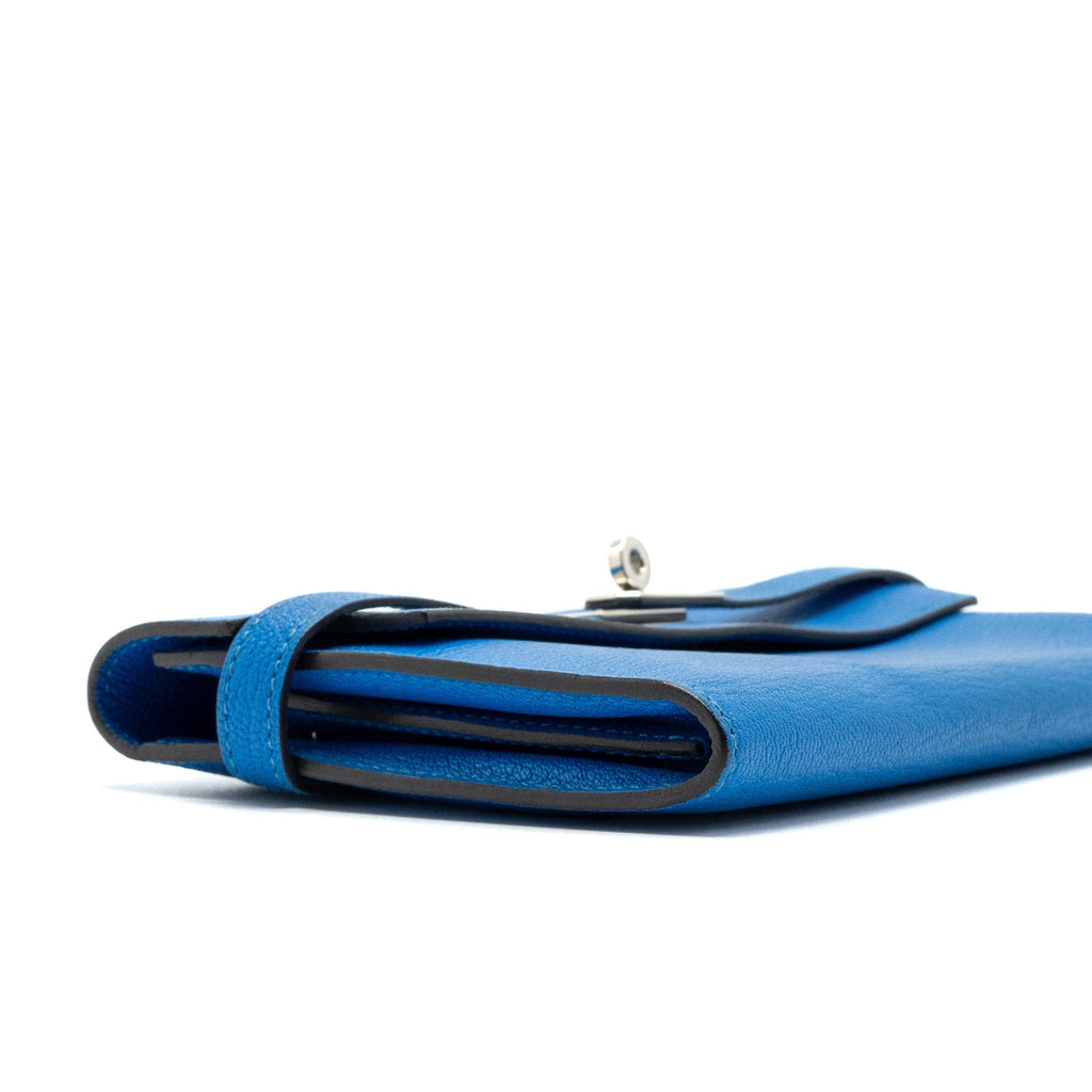 HERMES KELLY CLASSIC LONG WALLET CHÈVRE MYSORE BLUE HYDRA  SHW