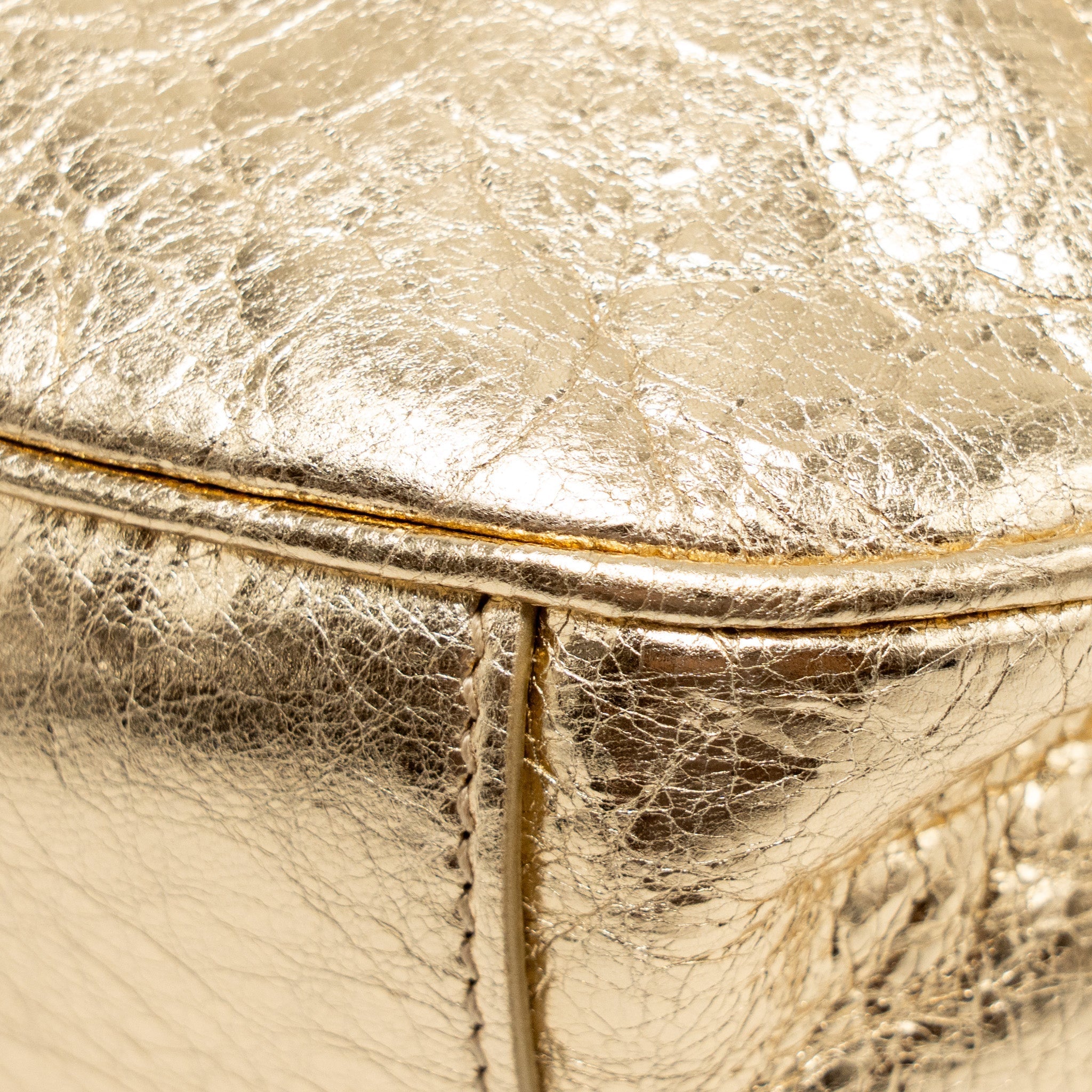 BALENCIAGA LE CAGOLE XS SHOULDER BAG ARENA CRACKED LAMBSKIN GOLD GHW
