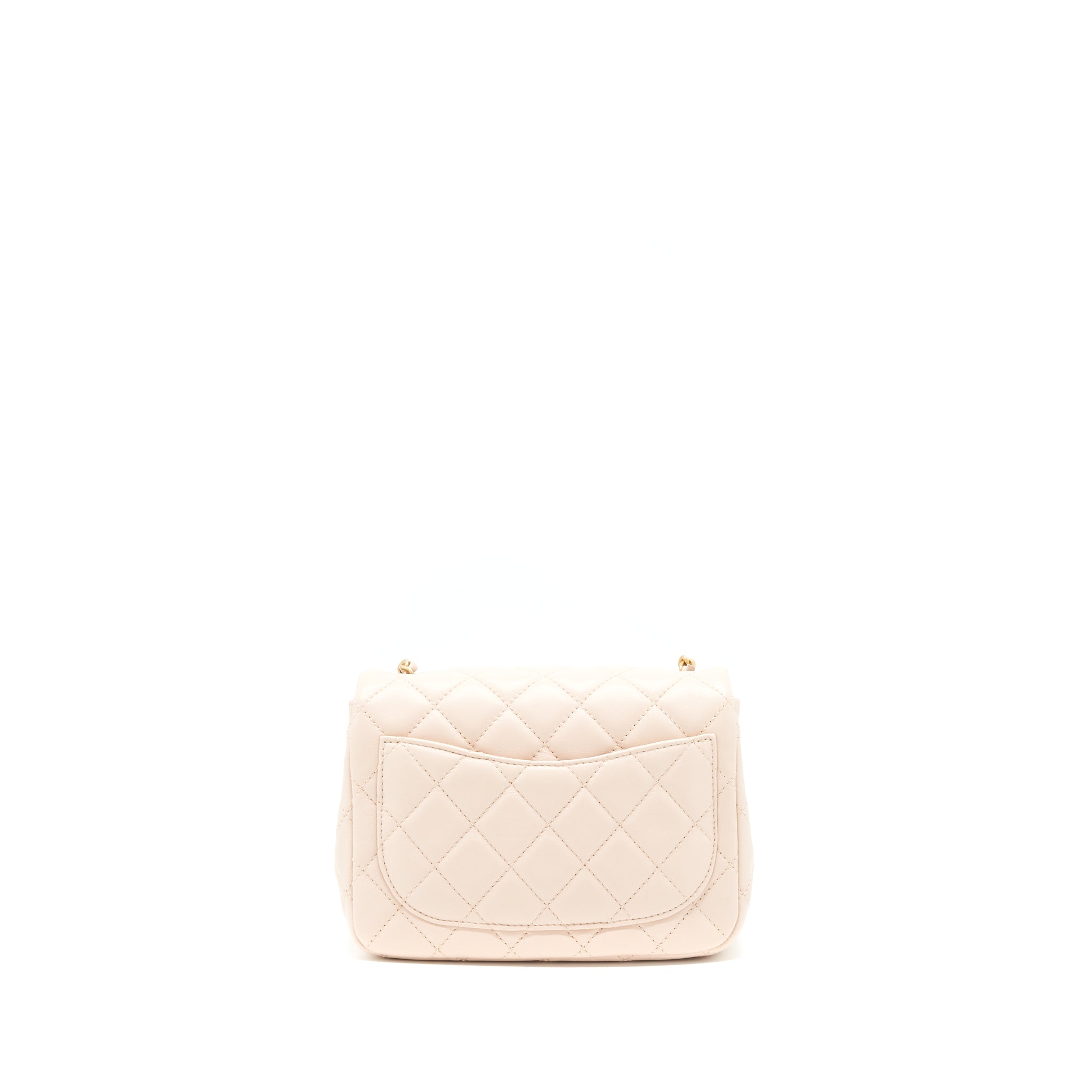 CHANEL 22C PEARL CRUSH MINI SQUARE FLAP BAG LAMBSKIN LIGHT PINK GHW (MICROCHIP)