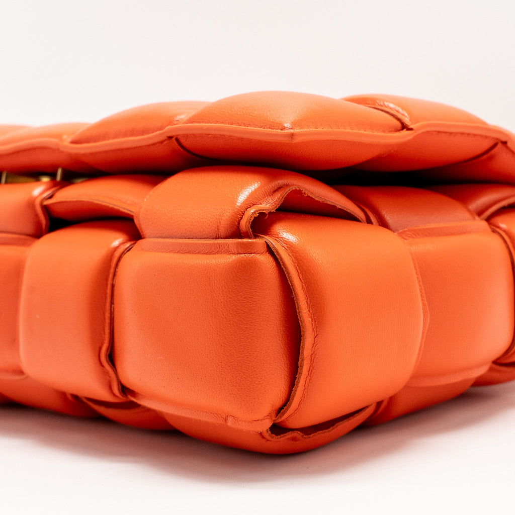 BOTTEGA VENETA PADDED CASSETTE BAG LAMBSKIN ORANGE GHW