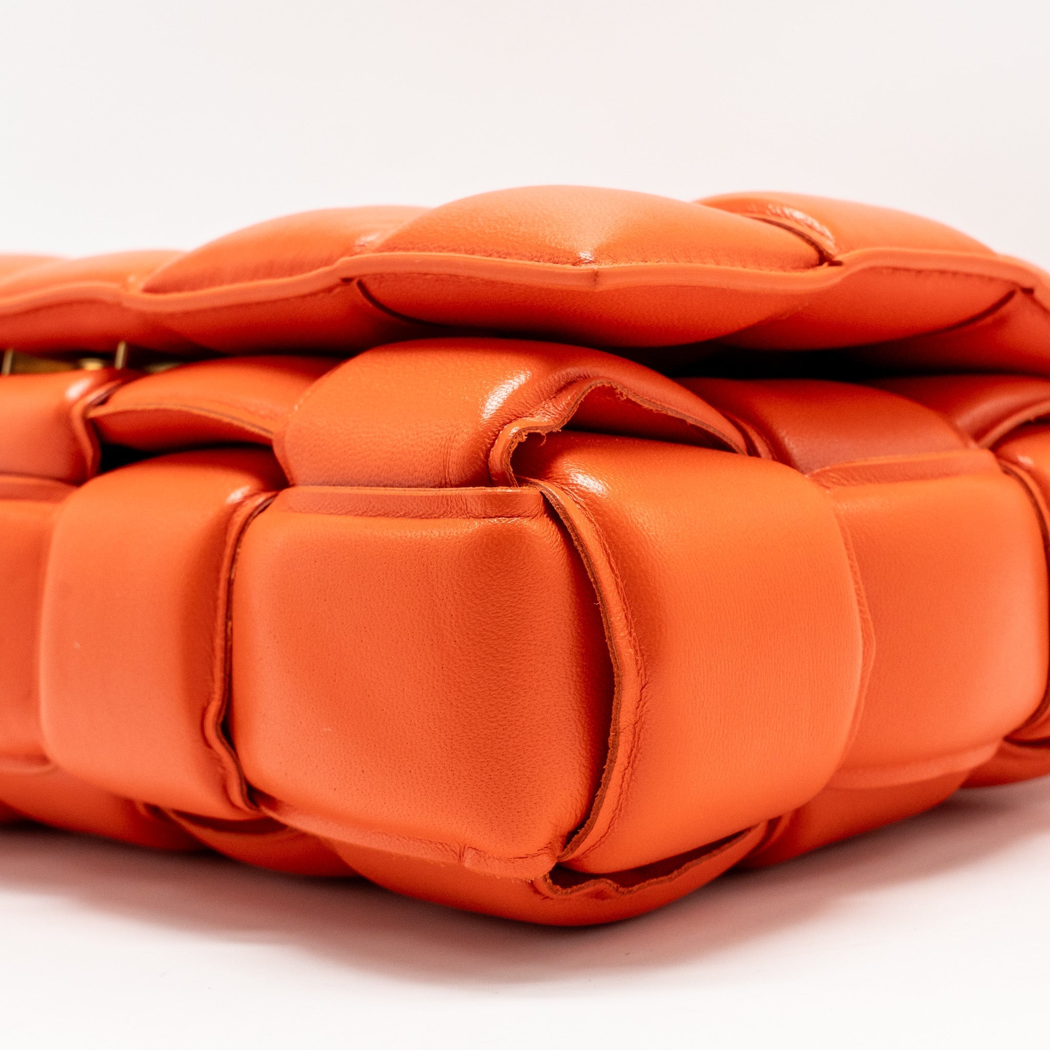 BOTTEGA VENETA PADDED CASSETTE BAG LAMBSKIN ORANGE GHW