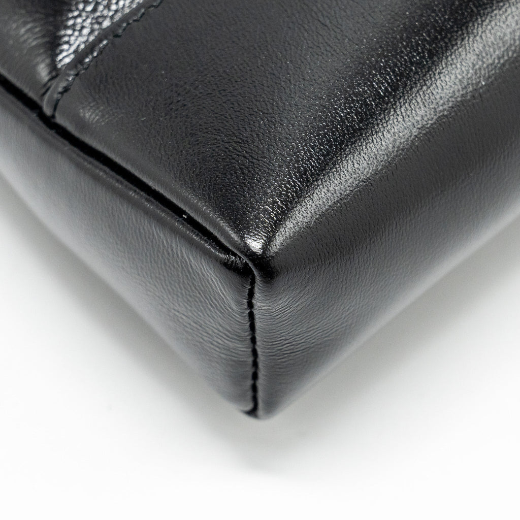 CHANEL MINI 31 CLUTCH WITH CHAIN SHINY CALFSKIN BLACK LGHW (MICROCHIP)