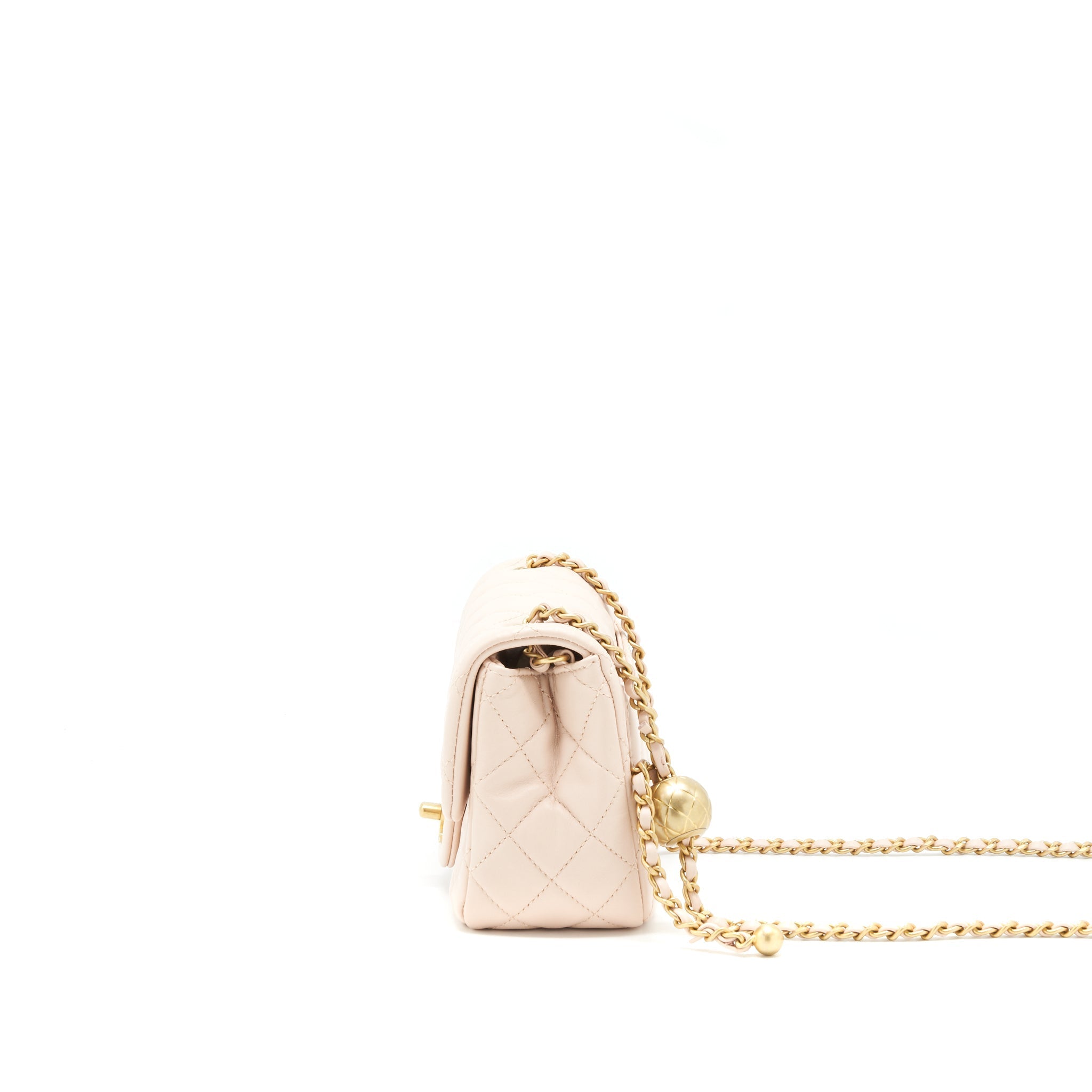 CHANEL 22C PEARL CRUSH MINI SQUARE FLAP BAG LAMBSKIN LIGHT PINK GHW (MICROCHIP)