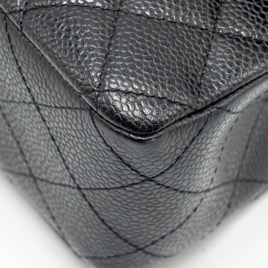 CHANEL MEDIUM CLASSIC DOUBLE FLAP BAG CAVIAR BLACK SHW
