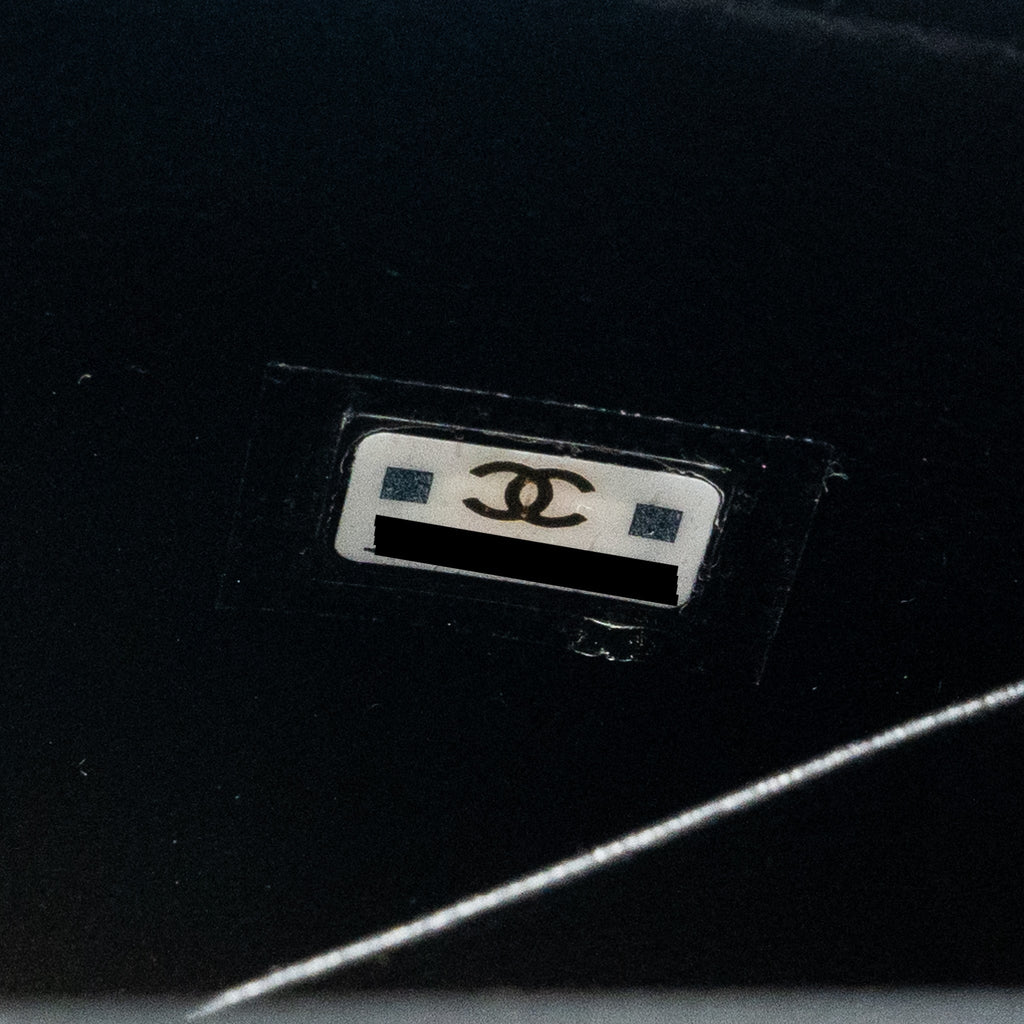 CHANEL 22B ENAMEL TOP HANDLE FLAP BAG LAMBSKIN BLACK GHW (MICROCHIP)
