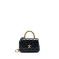 CHANEL 22A MINI COCO HANDLE WITH DETAILED LETTER HANDLE CALFSKIN BLACK BRUSHED GHW (MICROCHIP)