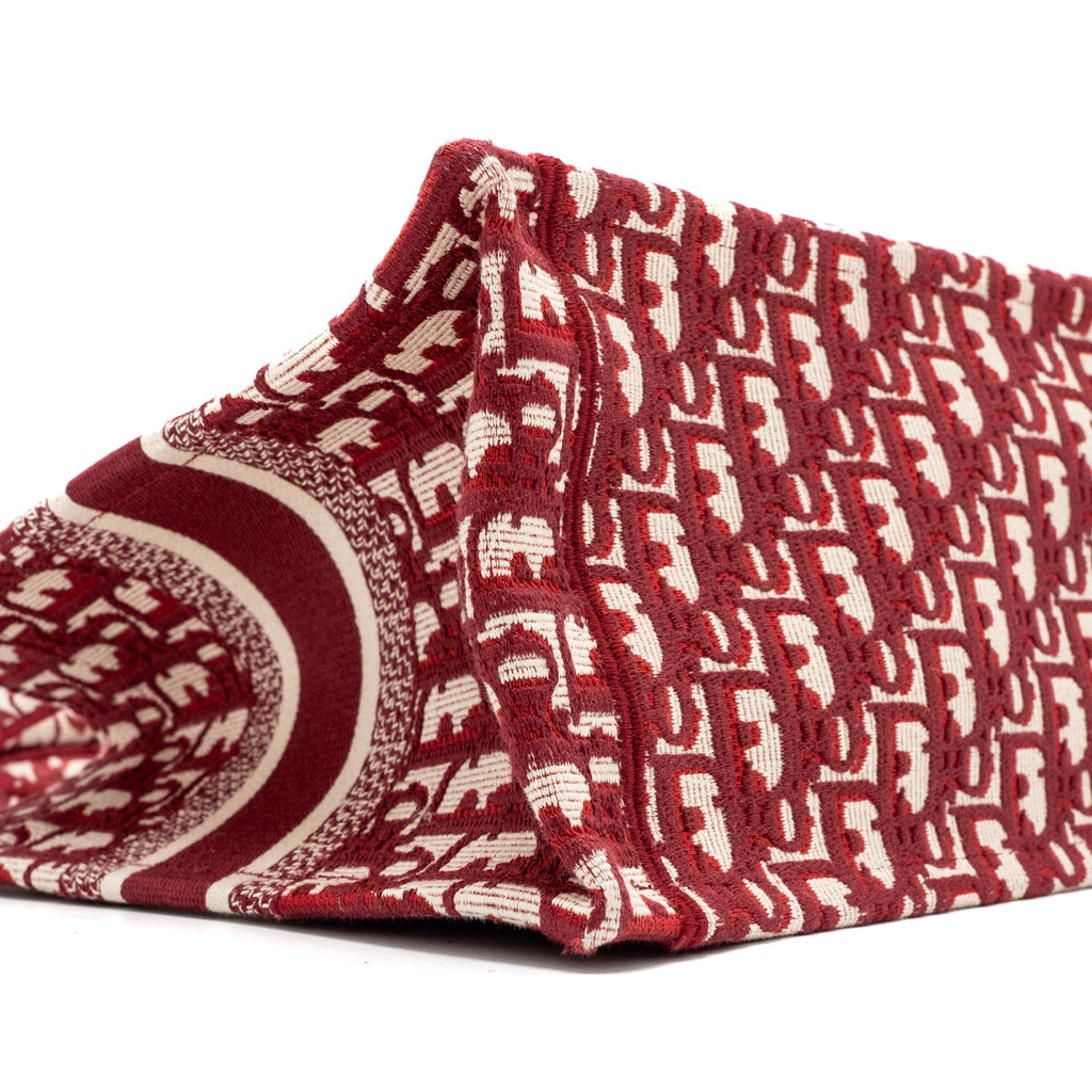 DIOR SMALL BOOK TOTE OBLIQUE EMBROIDERY CANVAS RED