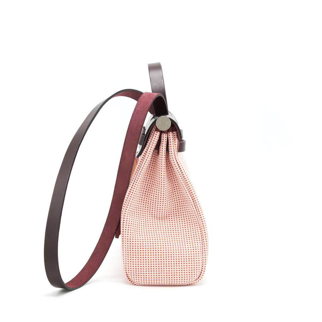 HERMES HERBAG ZIP 31 TOILE AND LEATHER ECRU-BRIQUE-MAUVE PINK/ ROUGE SELLIER SHW