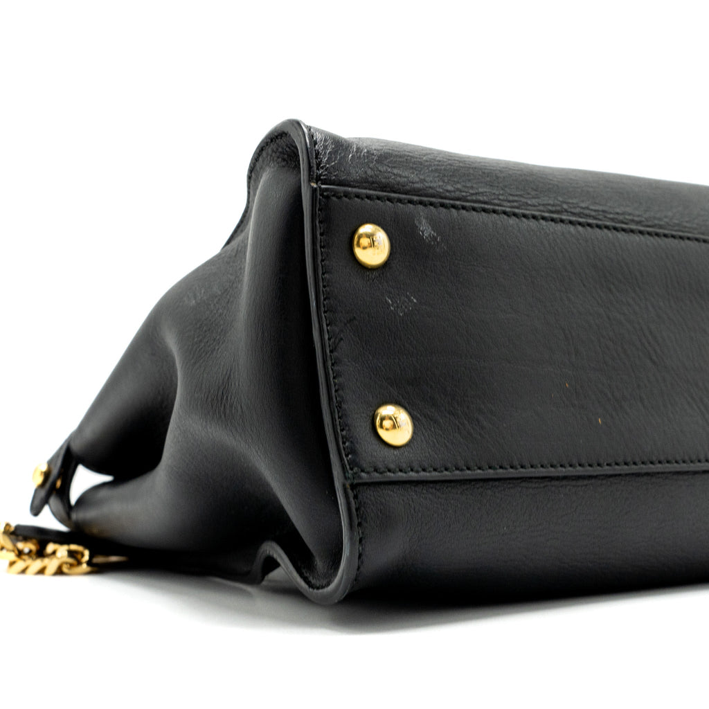 FENDI MEDIUM PEEKABOO BAG LEATHER BLACK GHW