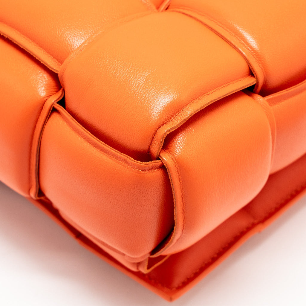 BOTTEGA VENETA PADDED CASSETTE BAG LAMBSKIN ORANGE GHW