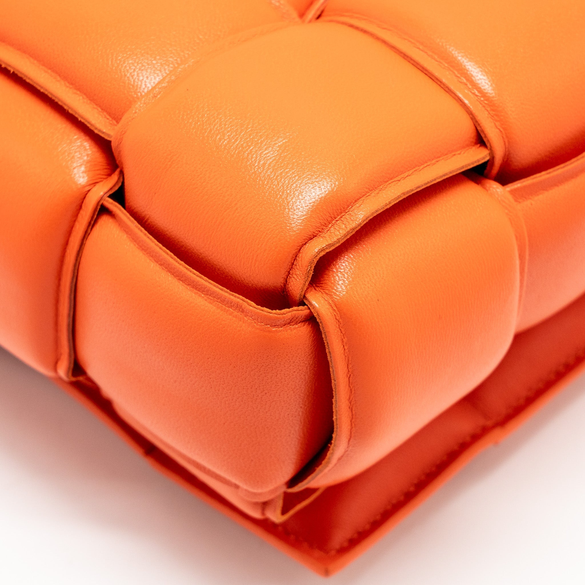 BOTTEGA VENETA PADDED CASSETTE BAG LAMBSKIN ORANGE GHW