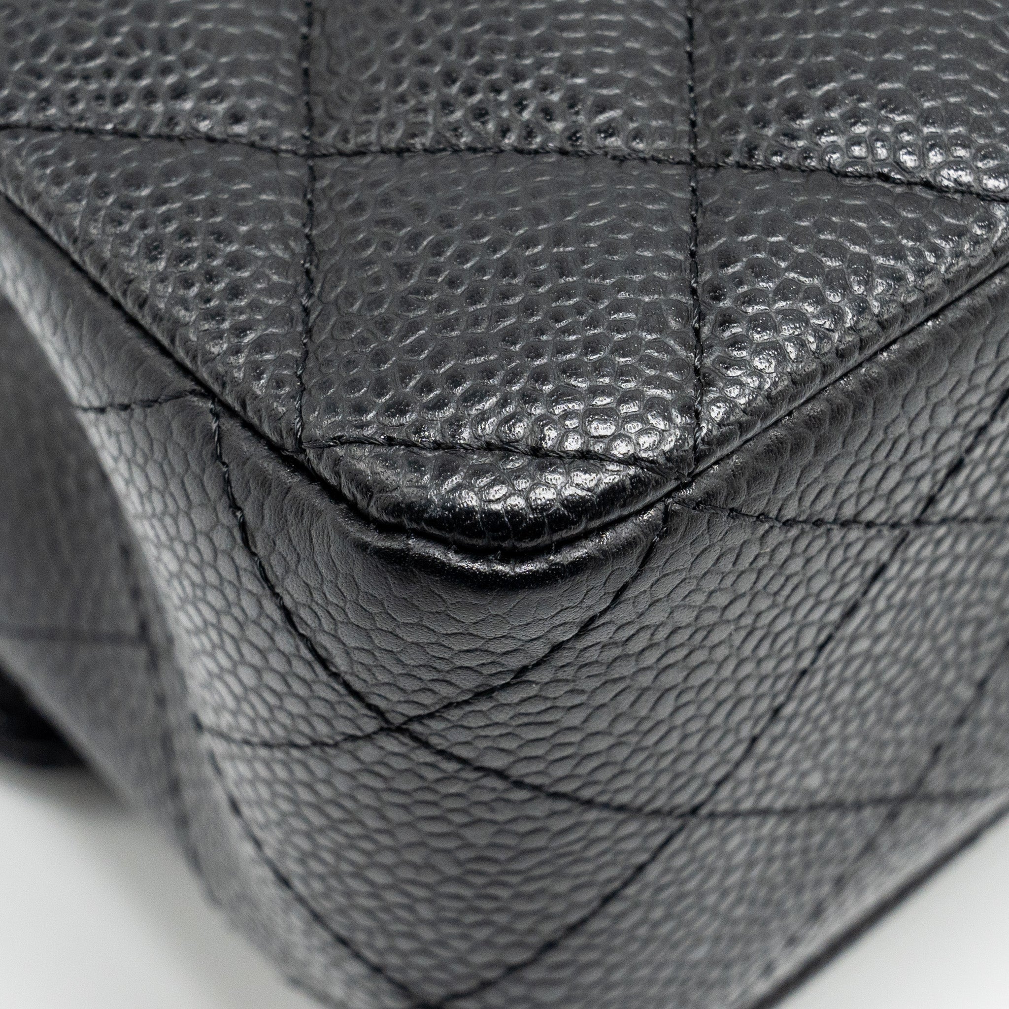 CHANEL MEDIUM CLASSIC DOUBLE FLAP BAG CAVIAR BLACK SHW