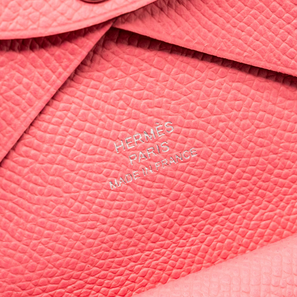 HERMES CALVI DUO CARD HOLDER EPSOM ROSE AZALEE SHW