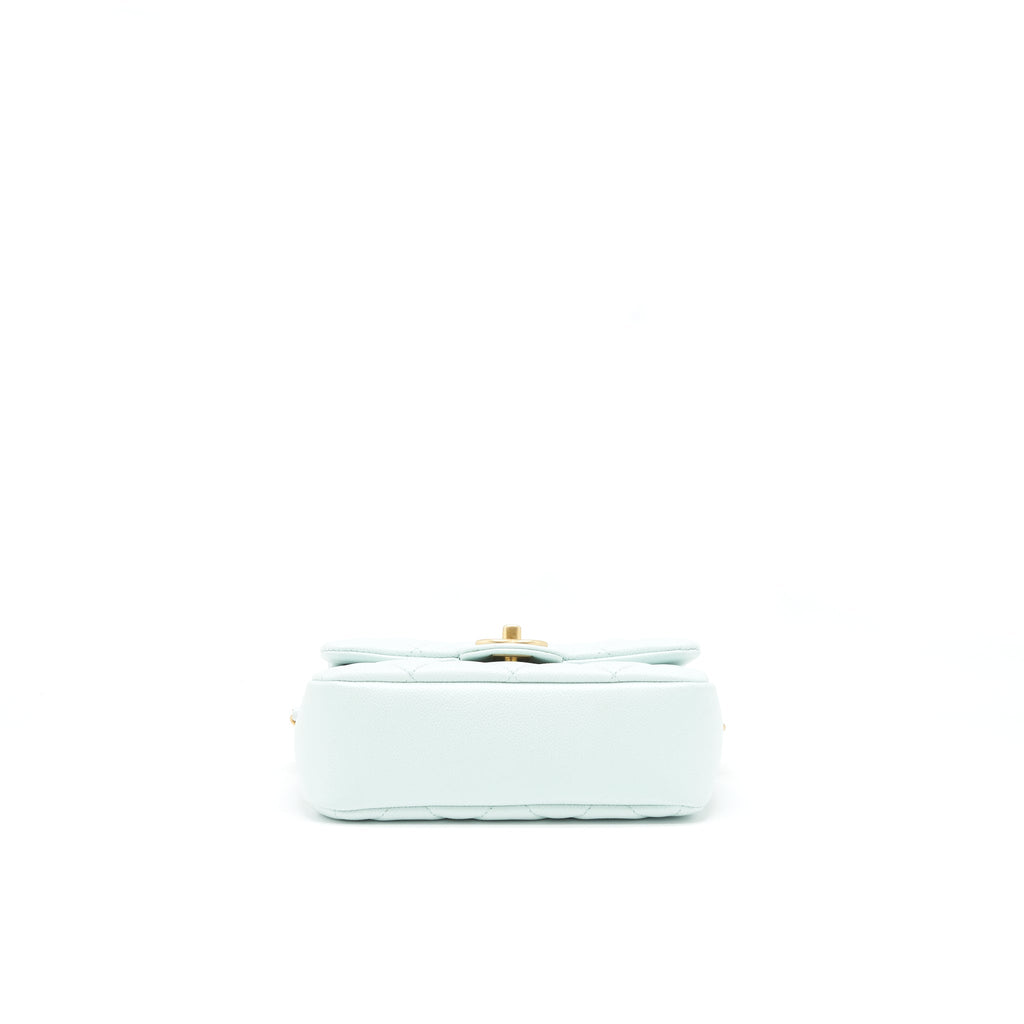 CHANEL 21K MY PERFECT MINI FLAP BAG CAVIAR IRIDESCENT PASTEL GREEN GHW (MICROCHIP)