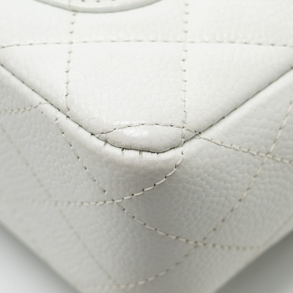 CHANEL MINI RECTANGULAR BAG FLAP BAG CAVIAR WHITE SHW