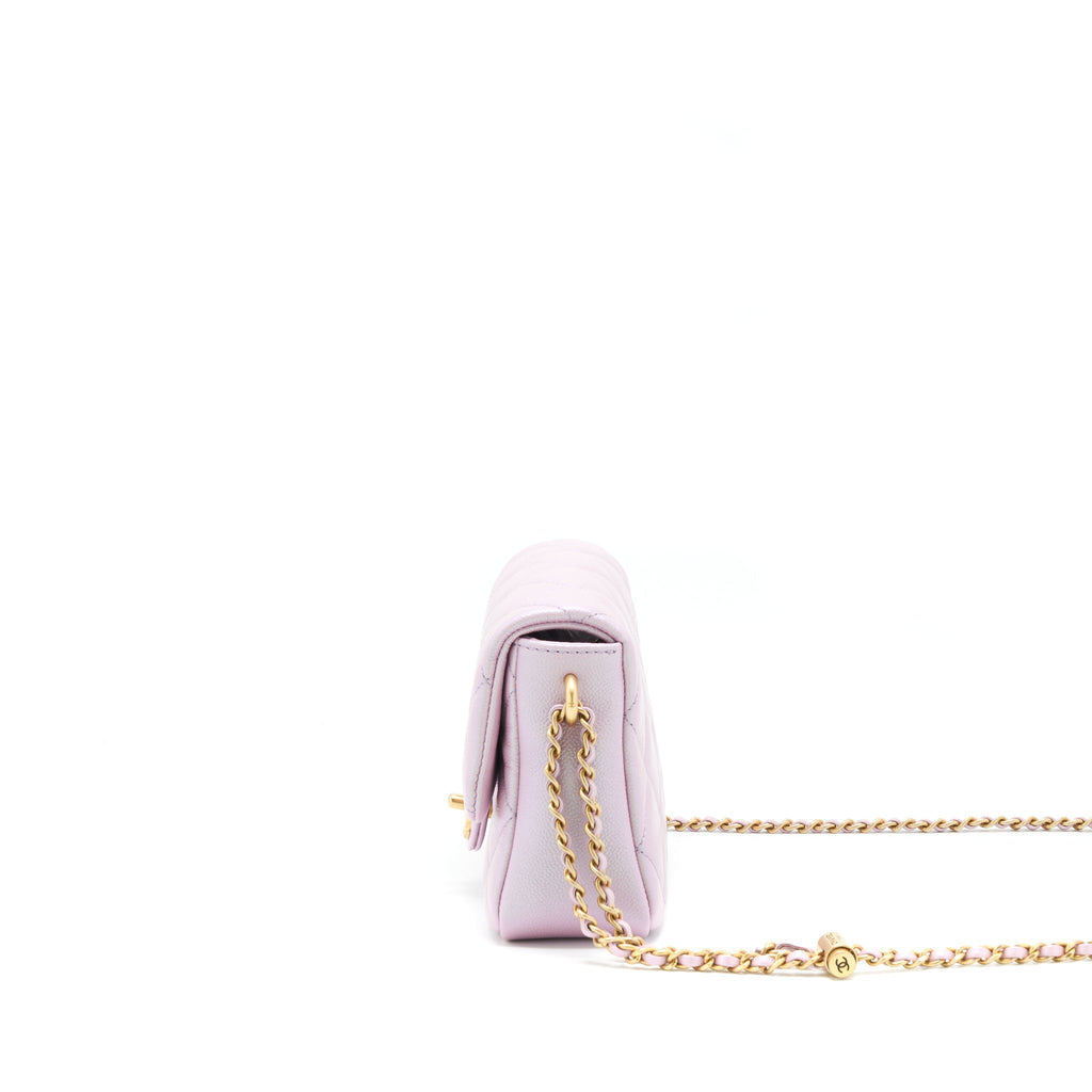 CHANEL 21K MY PERFECT MINI FLAP BAG CAVIAR PINK GHW (MICROCHIP)