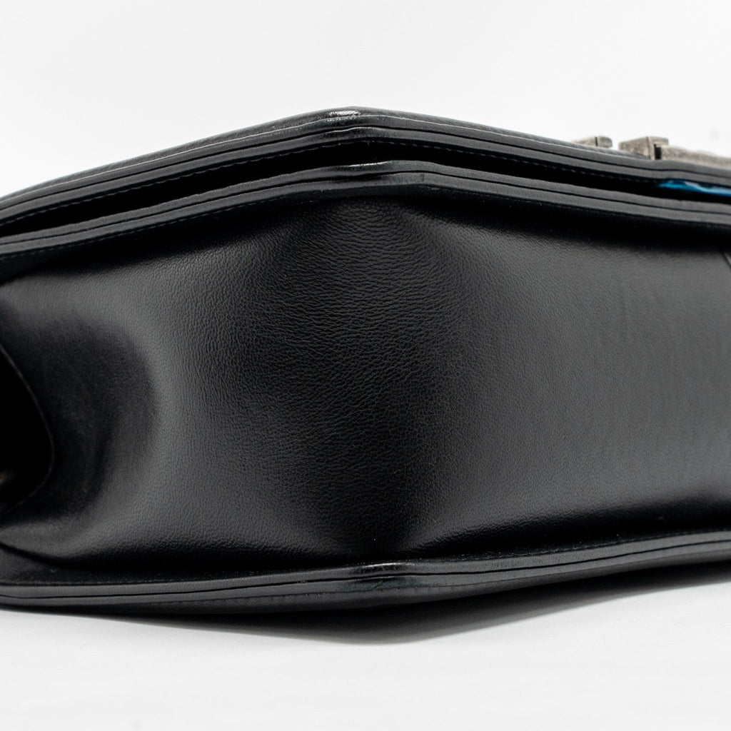 CHANEL MEDIUM BOY BAG LAMBSKIN BLACK RUTHENIUM HARDWARE