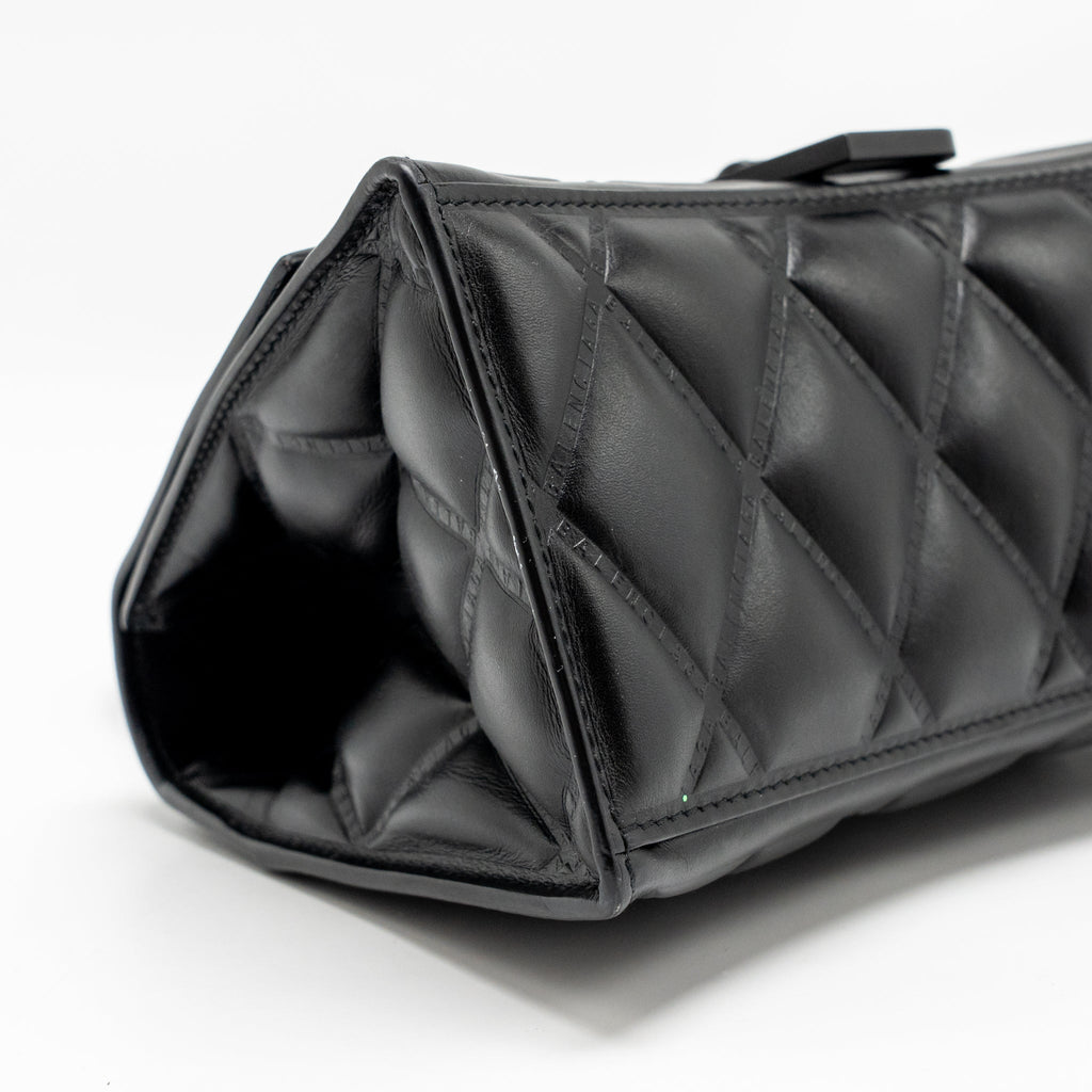 BALENCIAGA SMALL HOURGLASS BAG QUILTED CALFSKIN SO BLACK