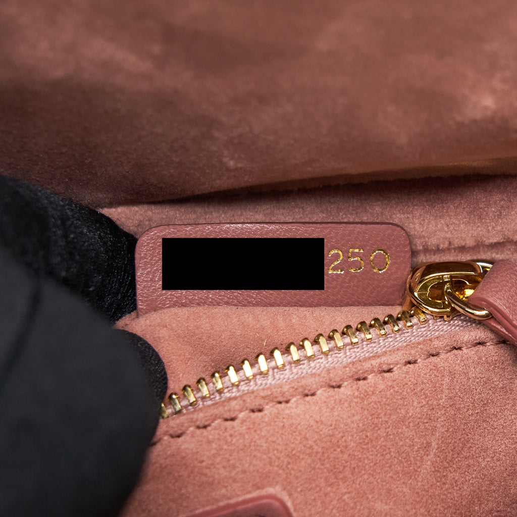 DIOR MINI LADY DIOR VELVET PINK WITH CRYSTAL LIGHT GOLD HARDWARE