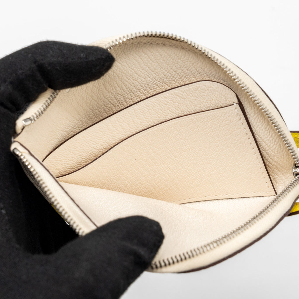 HERMES PADDOCK CHANGE PURSE CHEVRE MYSORE NATA/JAUNE CITRON SHW