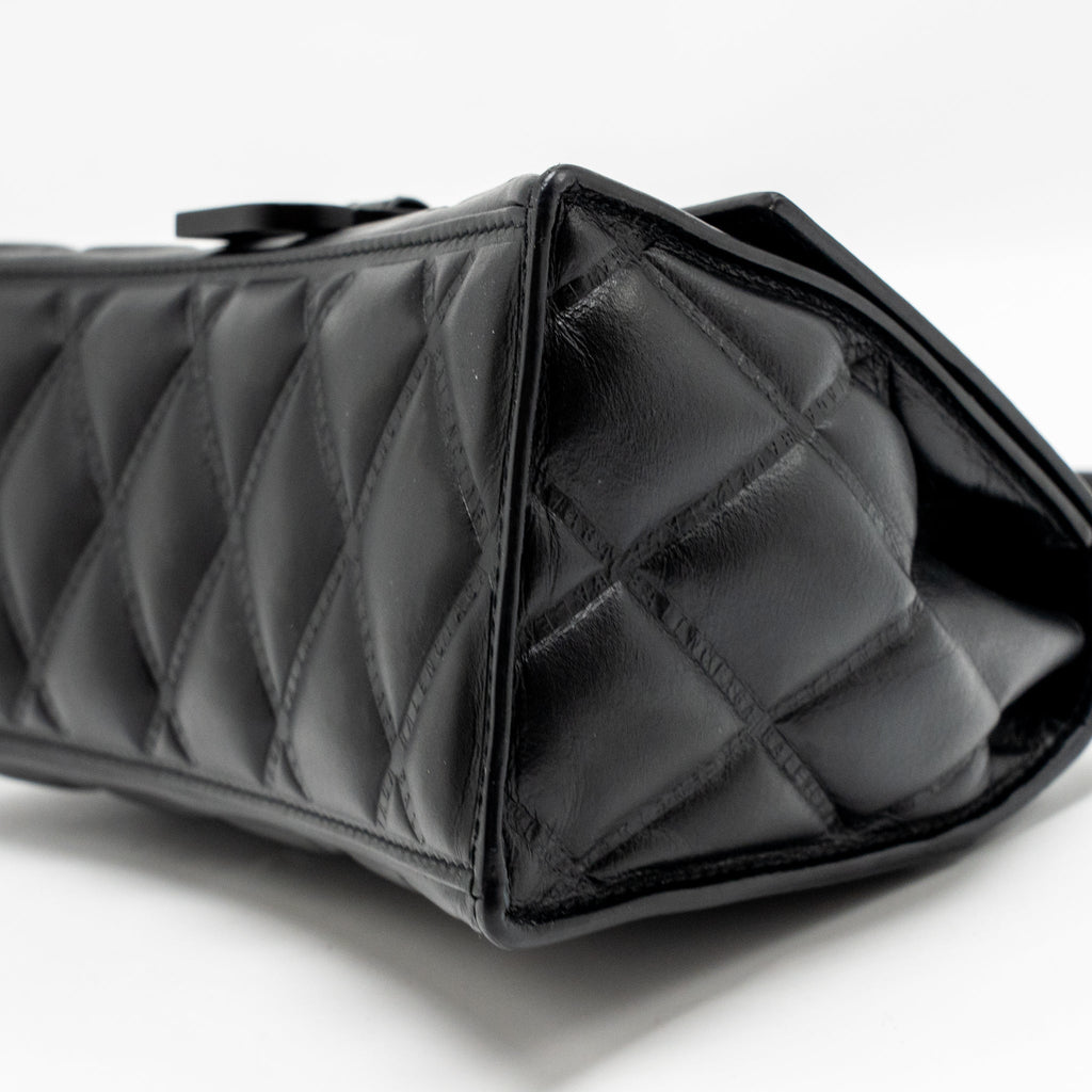 BALENCIAGA SMALL HOURGLASS BAG QUILTED CALFSKIN SO BLACK