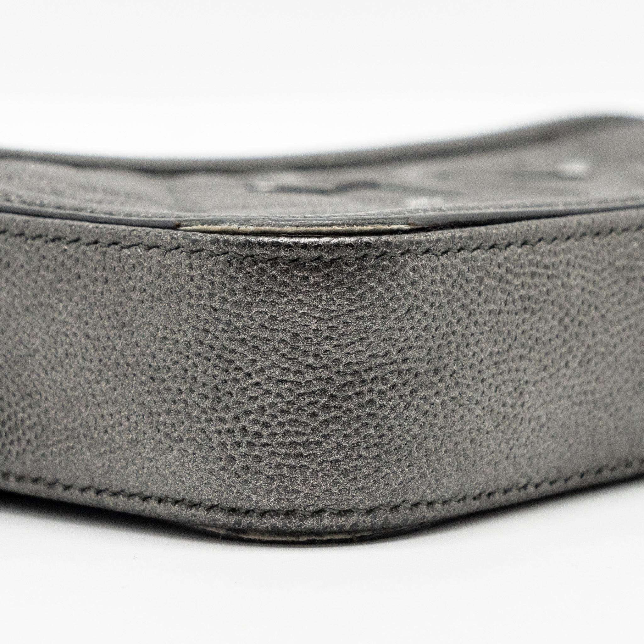 CHANEL CC FILIGREE DOUBLE ZIP CLUTCH WITH CHAIN CAVIAR GREY SHW