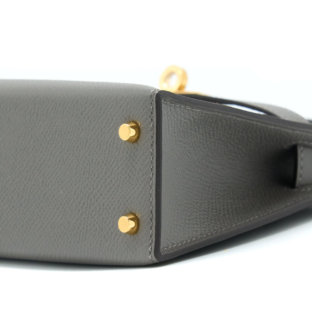 HERMES MINI KELLY EPSOM 0L GRIS MEYER GHW