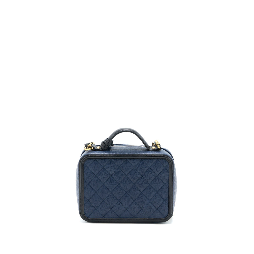 CHANEL MEDIUM FILIGREE VANITY CAMERA BAG CAVIAR BLUE/BLACK GHW