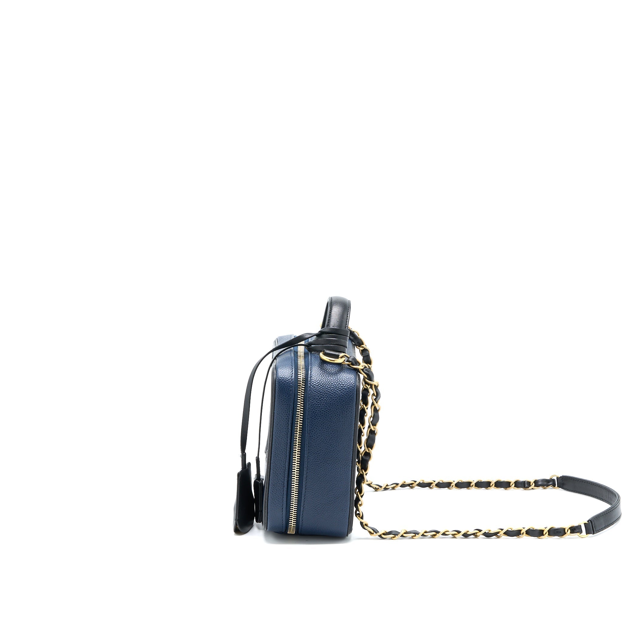 CHANEL MEDIUM FILIGREE VANITY CAMERA BAG CAVIAR BLUE/BLACK GHW