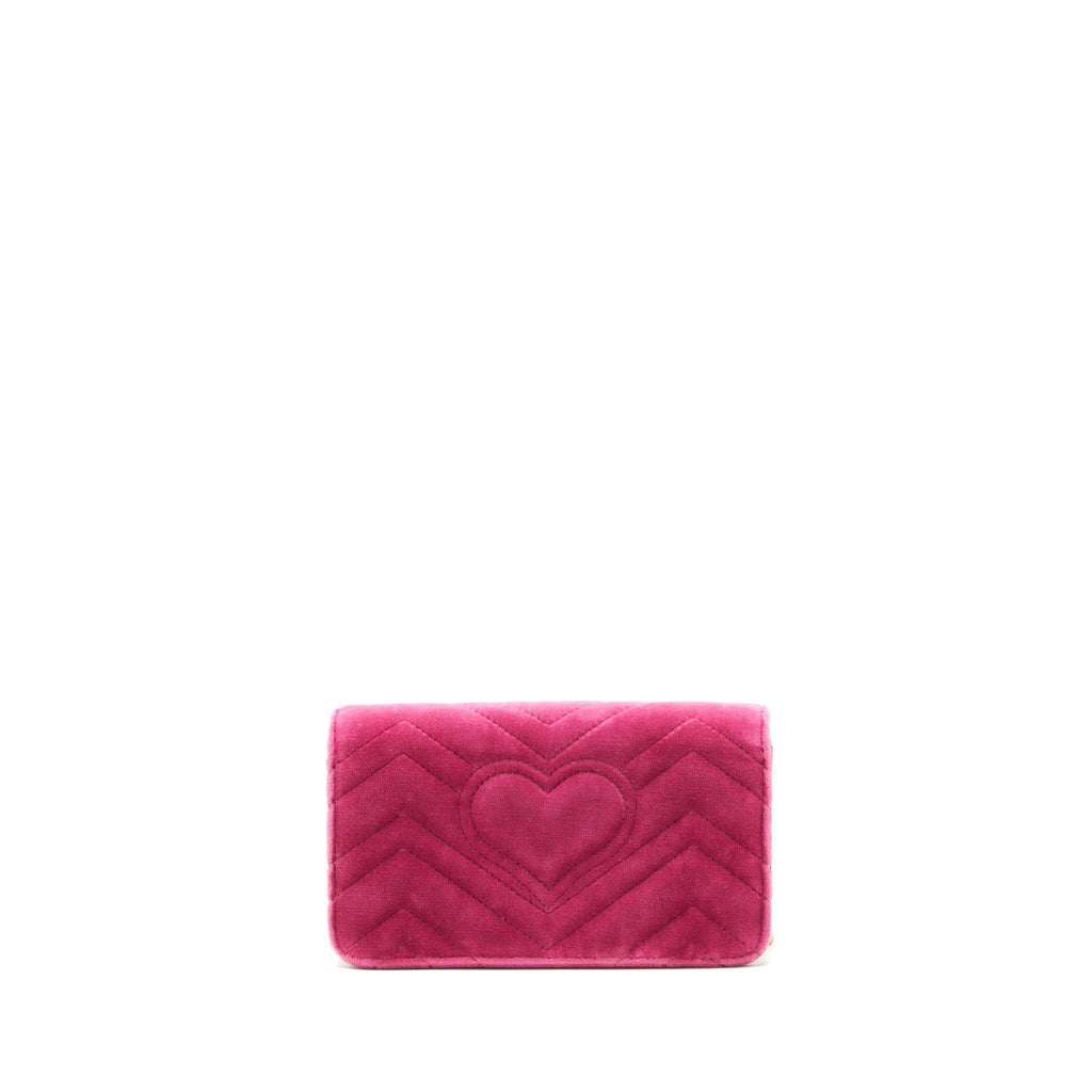 GUCCI VELVET WALLET WITH CHAIN PINK GHW LIMITED EDITION