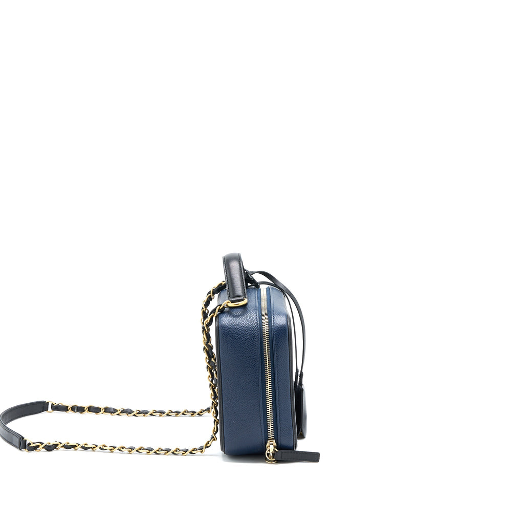 CHANEL MEDIUM FILIGREE VANITY CAMERA BAG CAVIAR BLUE/BLACK GHW