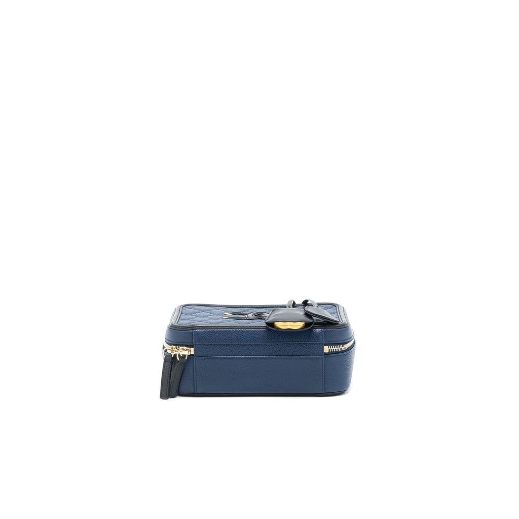 CHANEL MEDIUM FILIGREE VANITY CAMERA BAG CAVIAR BLUE/BLACK GHW