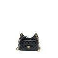 CHANEL 23C SMALL HOBO BAG SHINY CALFSKIN BLACK BRUSHED GHW (MICROCHIP)