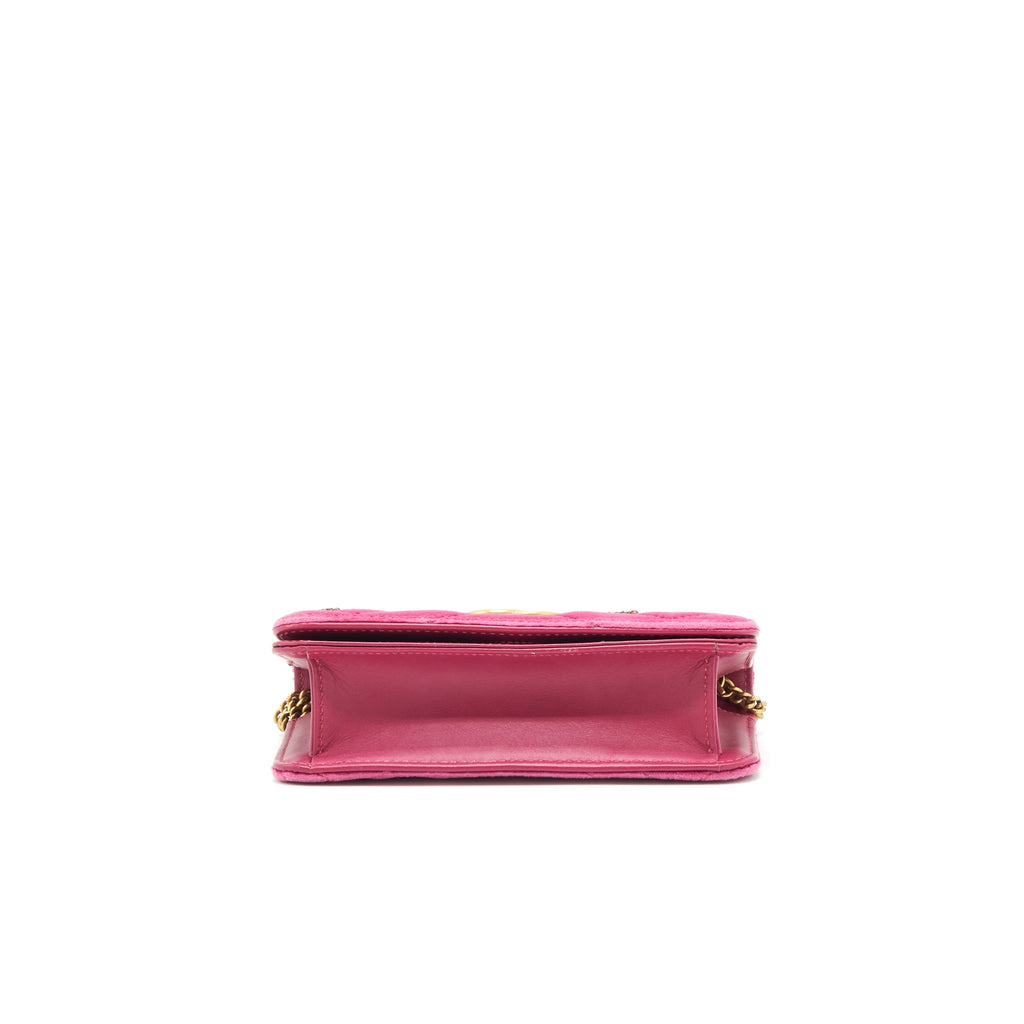 GUCCI VELVET WALLET WITH CHAIN PINK GHW LIMITED EDITION