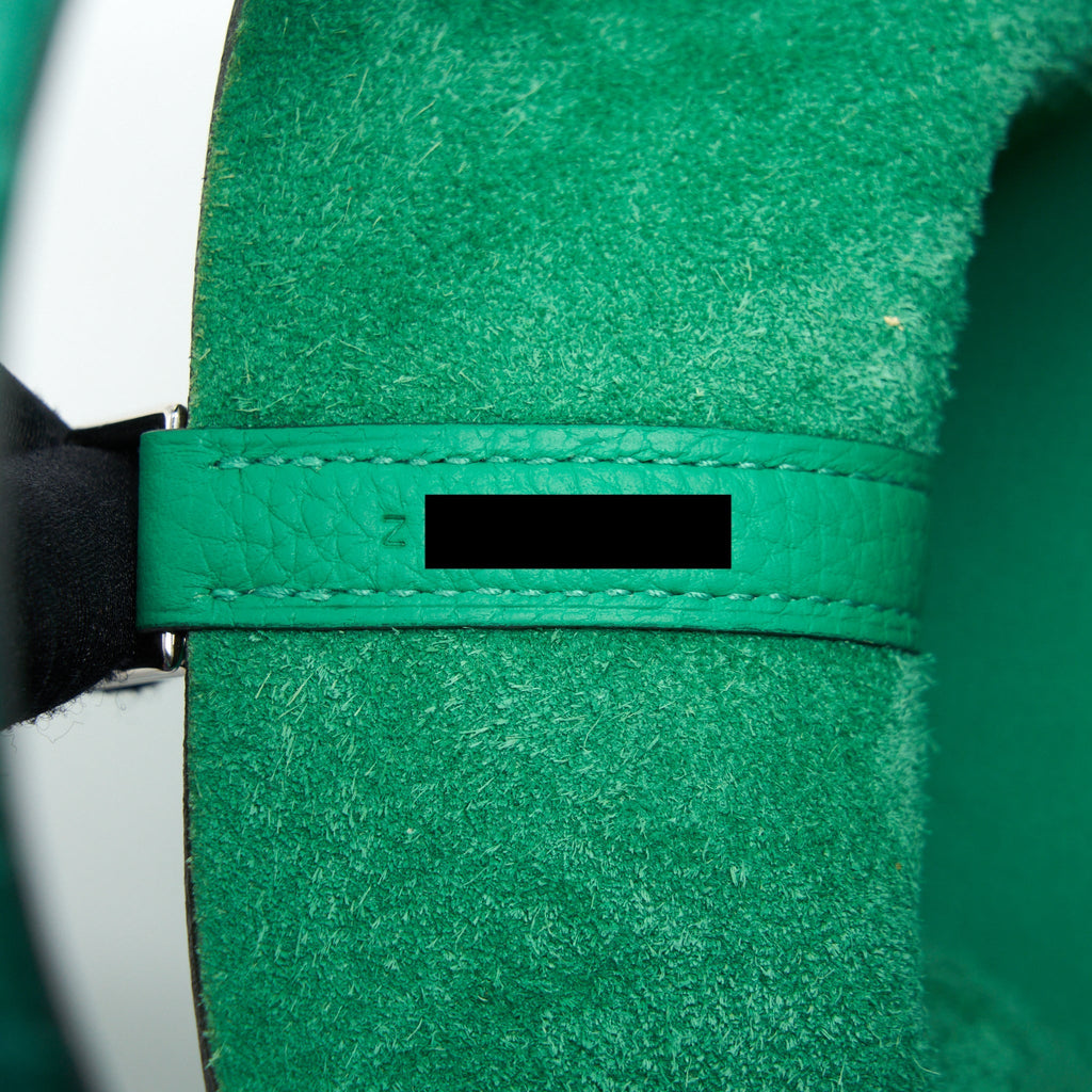 HERMES PICOTIN LOCK 18 TOUCH BAG CLEMENCE WITH ALLIGATOR HANDLE MENTHE/VERT JADE SHW