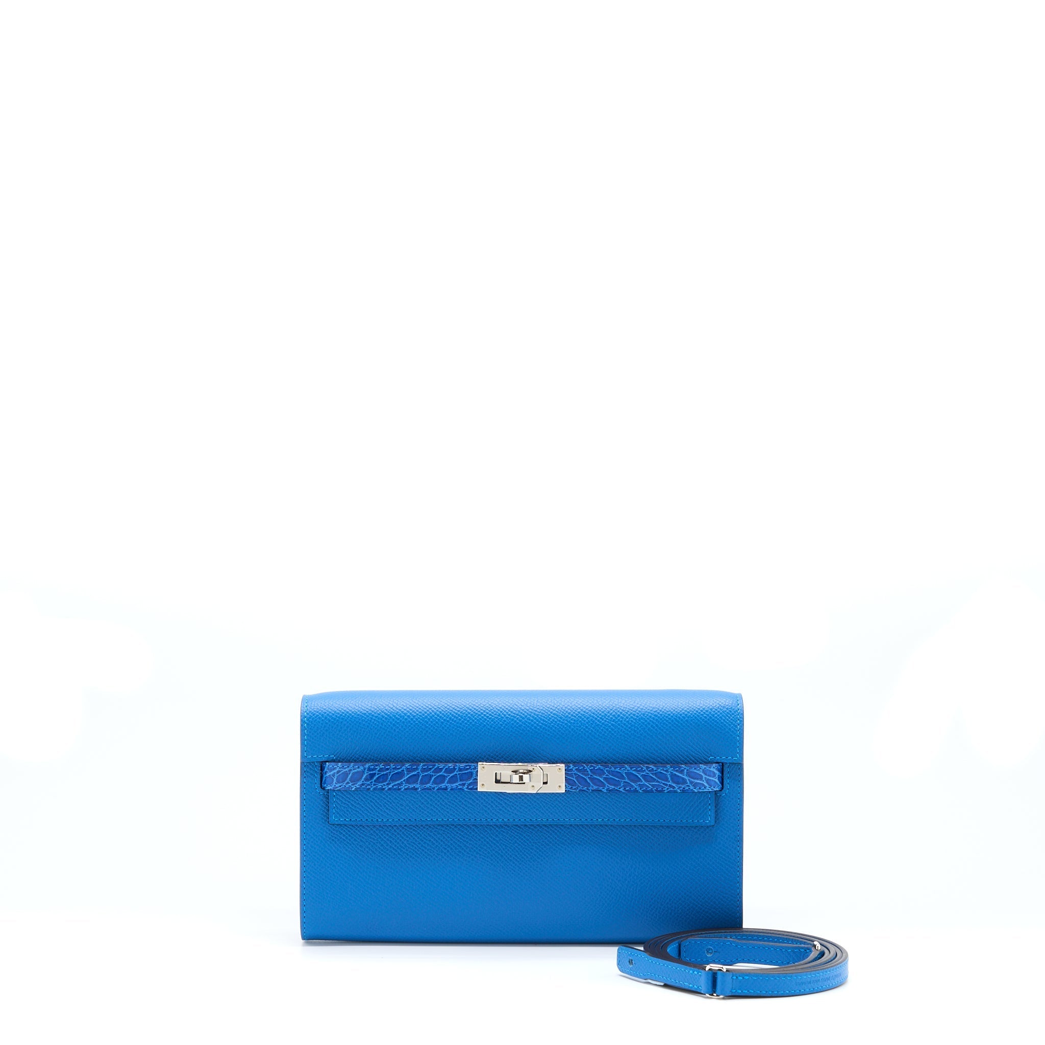 HERMES KELLY TO GO TOUCH EPSOM/ALLIGATOR MYKONOS/BLEU ZELLIGE SHW