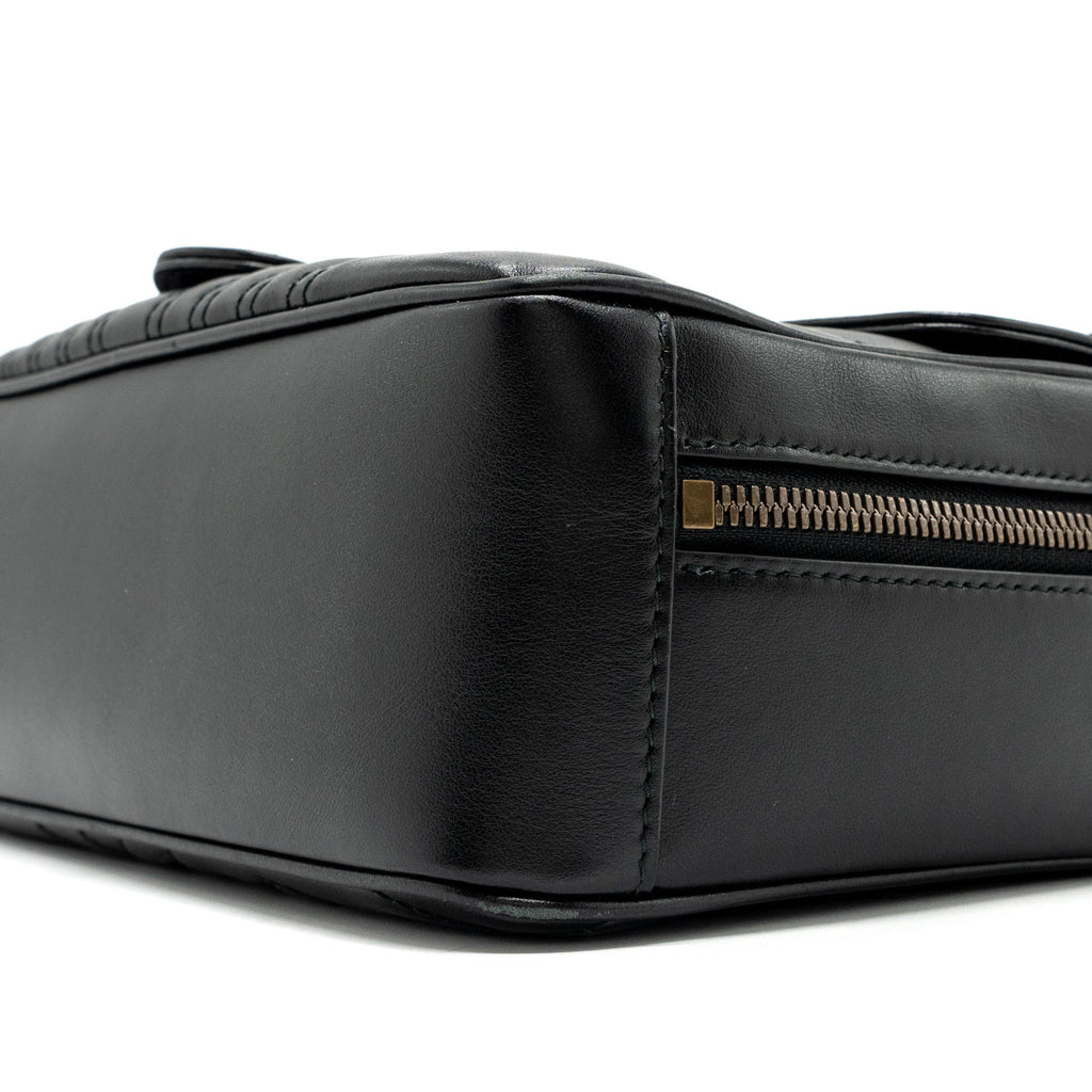 GUCCI GG MARMONT MATELASSE SHOULDER BAG CALFSKIN BLACK GHW