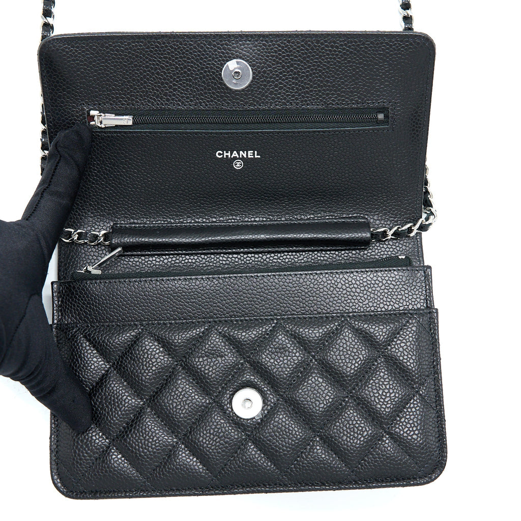 CHANEL CLASSIC WALLET ON CHAIN CAVIAR BLACK SHW(MICROCHIP)